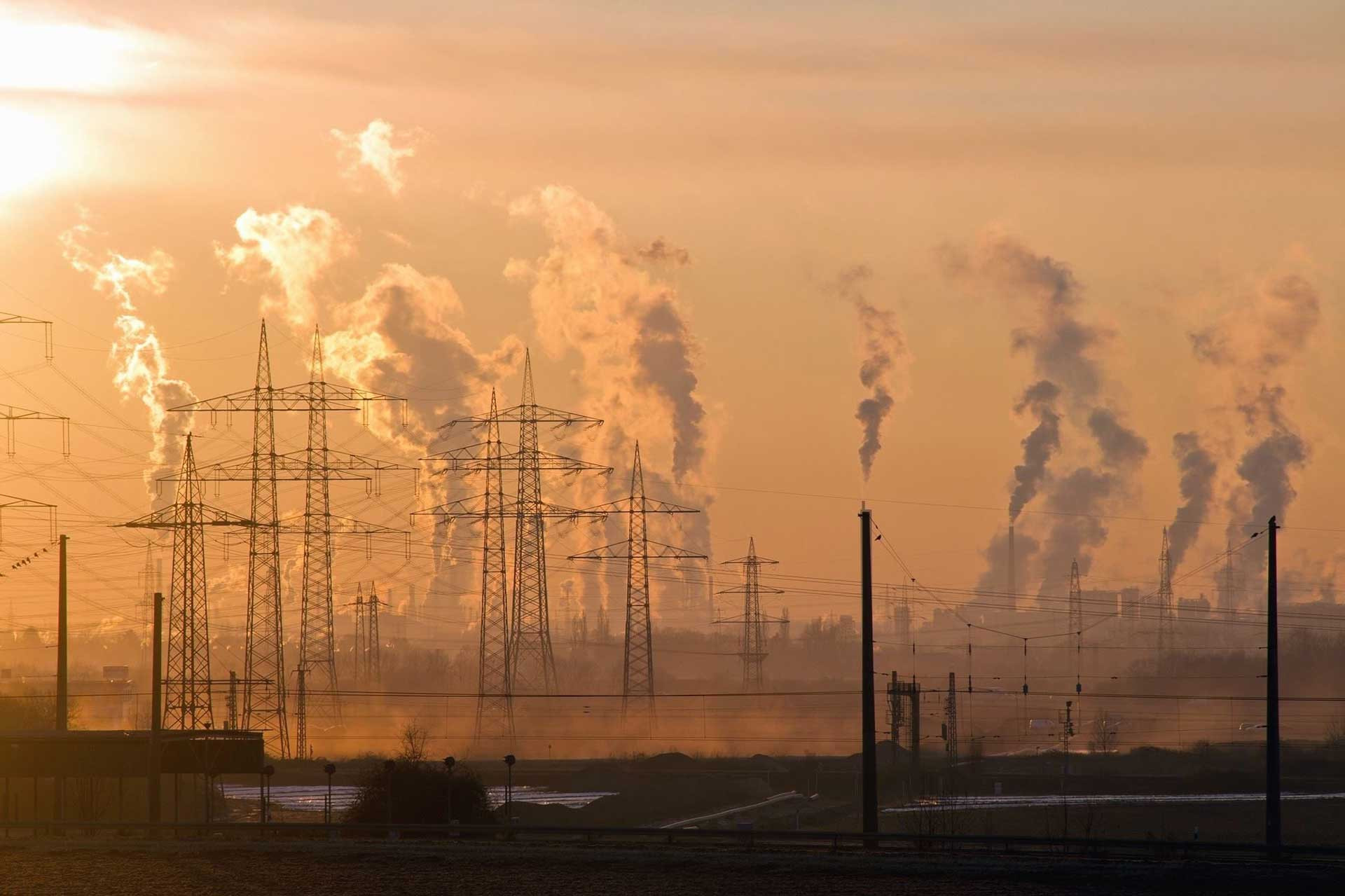 Industrial pollution and power lines